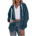 thumbnail image 2 of Guieoi Plus Size Jackets Women's Fashion Casual Ladies Printed Long Sleeve Tops Blouse Hooded Sweatshirts Blue Black*Friday/Cyber*Monday, 2 of 7