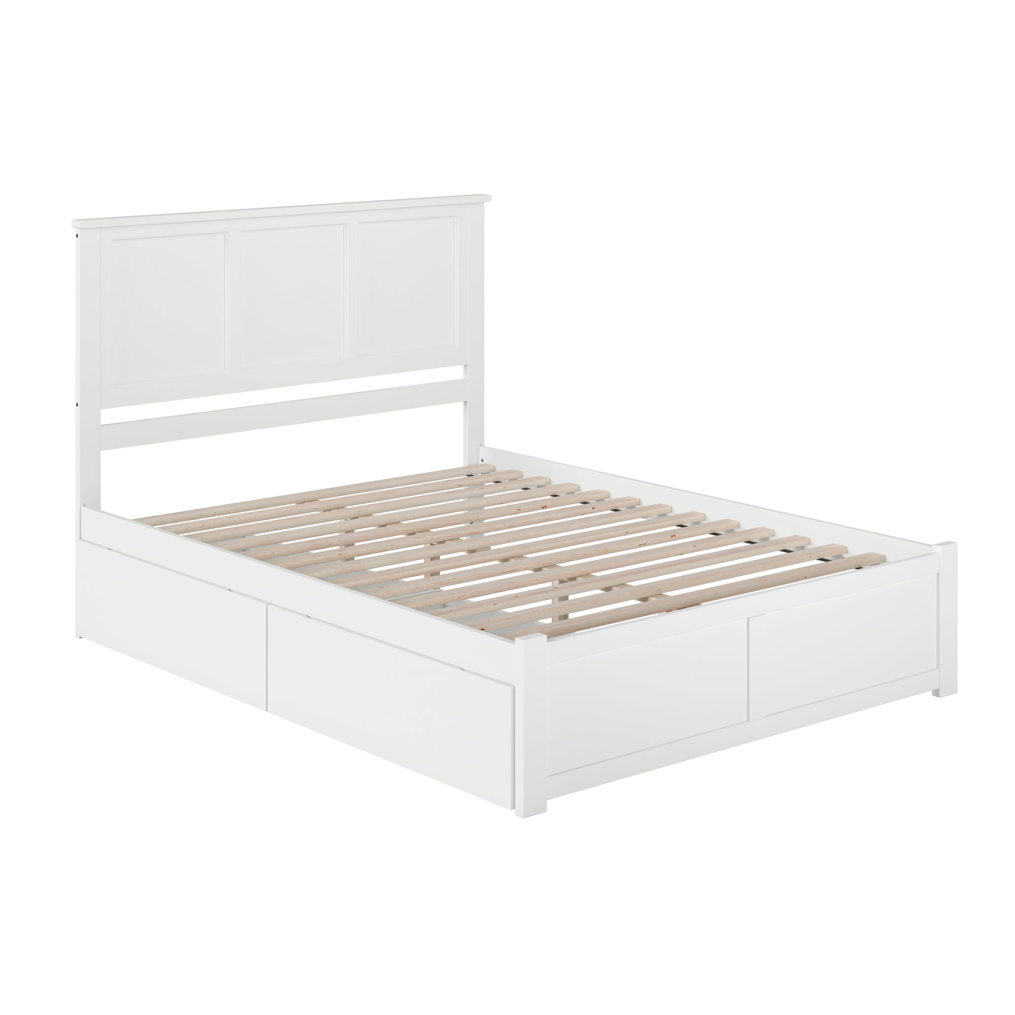 AFI Madison King Solid Wood Platform Bed with Footboard & Storage Drawers, White