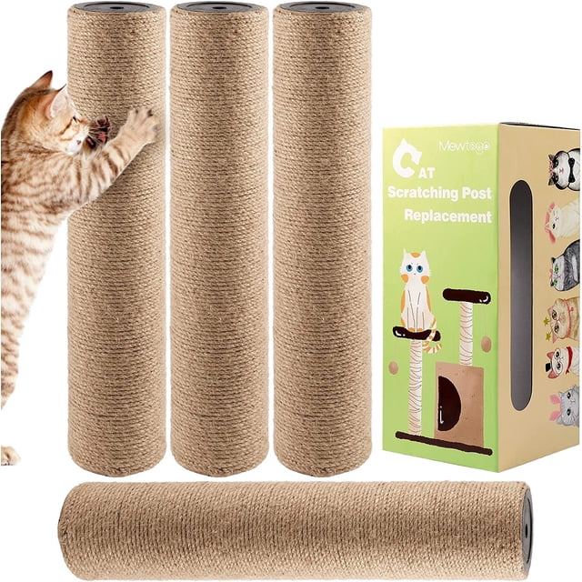GFDYREE 4Pcs 15.7" × 3.3" Cat Scratching Post Replacement- Durable Cat Tree Scratch Post Refill Pole Parts with M8 Screws- Hemp Rope Scratcher Posts Cat Furniture Accessories for Kittens Ca