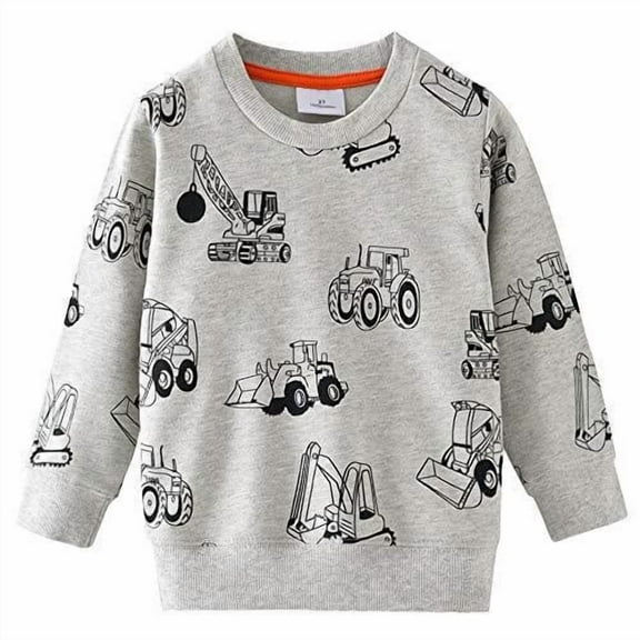CM-Kid Boy Sweatshirts Long Sleeve Truck Casual Crewneck Tops Tees 2-7T