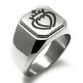 thumbnail image 1 of Stainless Steel Crown of Hearts Engraved Square Flat Top Biker Style Polished Ring, 1 of 1