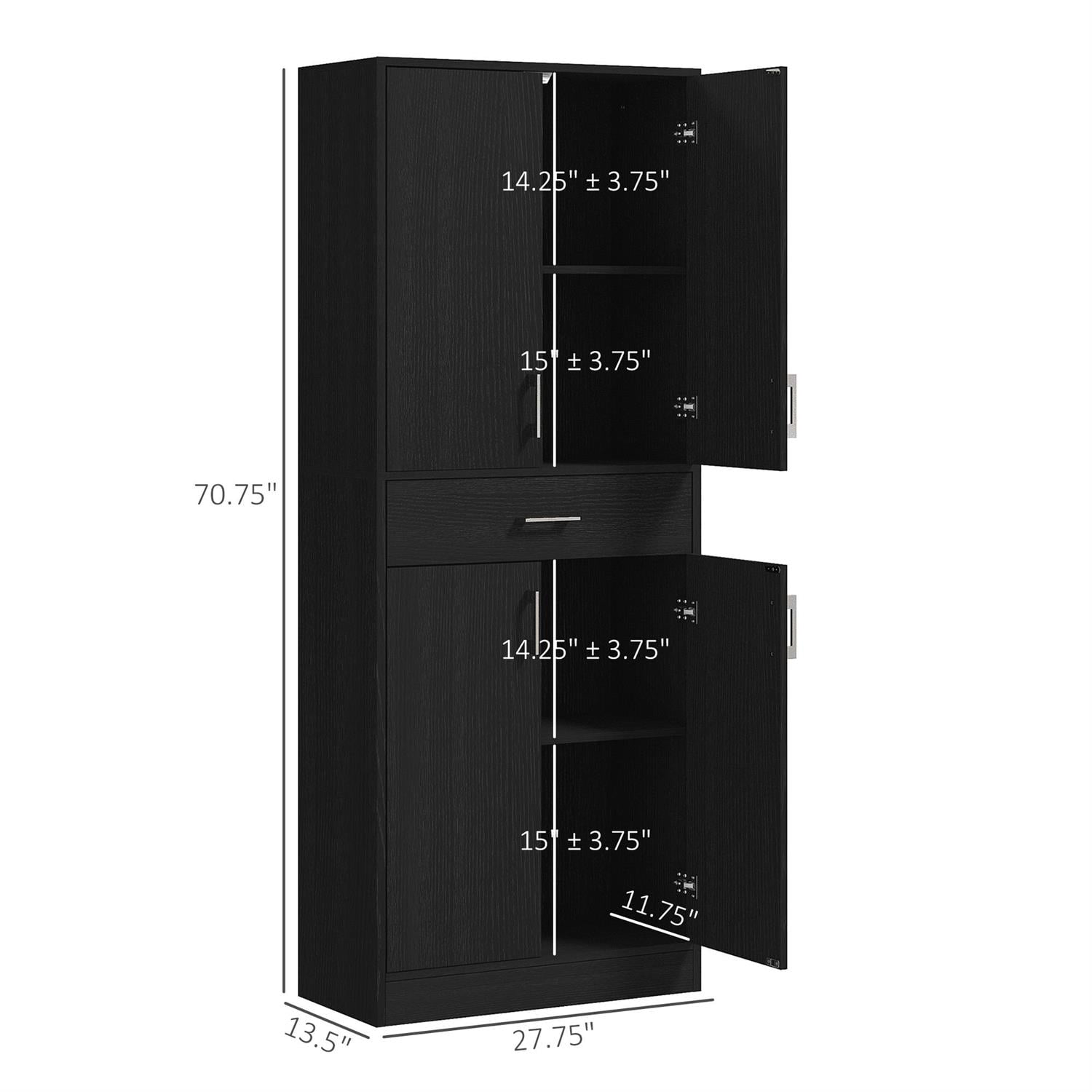 Demi Bonn 71" Tall Kitchen Cabinet with Drawer, Adjustable Shelves, Storage Solution for Home & Kitchen, Spacious Pantry, Black