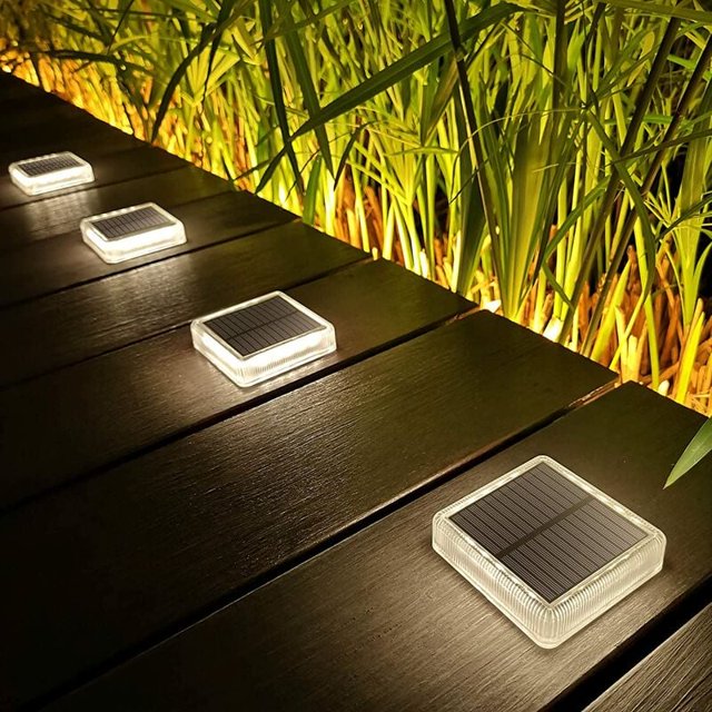 Luces solares para exteriores, 4 paquetes de luces solares de 30 LM IP68 Auto Solar Authhood Luces solares solares para el protector de patio de Alle, blanco natural 4000k cuadrado esquí esquí Gafas de esquí