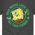 thumbnail image 3 of SpongeBob SquarePants - Who Needs Luck With This Charm - Toddler And Youth Short Sleeve Graphic T-Shirt, 3 of 6