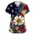 thumbnail image 2 of 4th of July Printed Scrubs for Women, USA 250th Anniversary Scrub Tops, Women's Fashion Casual Short Sleeve Shirt with Pockets, 2 of 4