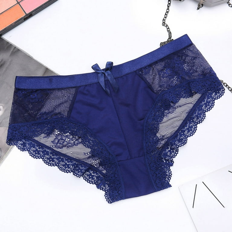 zuwimk Cotton Thongs For Women, Thongs for Women Lace Low Rise Underwear  for Ladies No Show T-back Tanga Panties Blue,S 