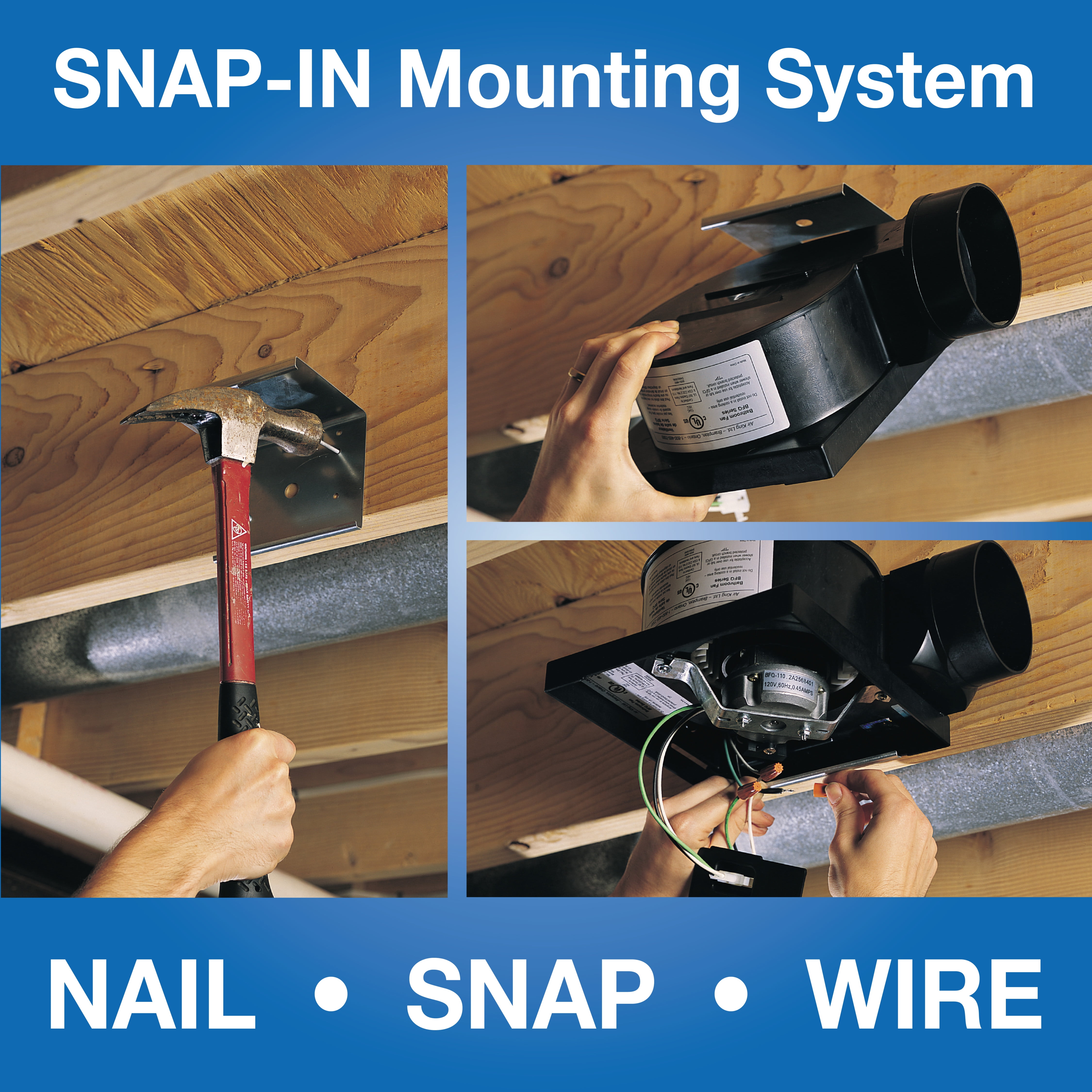 Air King By Lasko WM100 Ceiling Mounted 100 CFM High Performance Snap-in Exhaust Fan, New