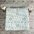 thumbnail image 3 of Ambesonne Winter Quilted Bedspread Set 3 Pcs, Merry Xmas Snowflakes, King Size, Teal White, 3 of 3