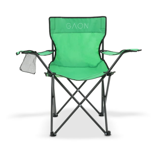 Silla Plegable para Camping Pesca Playa y Exteriores de Lona Impermebale con Porta Vaso Ligera Silla para Exterior Ergonomica con Estructura de Acero y Funda Transportadora (Verde)