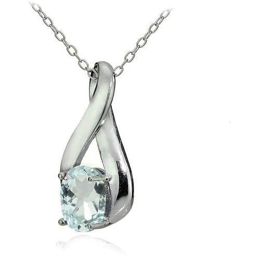 Sterling Silver Aquamarine Polished Infinity Necklace