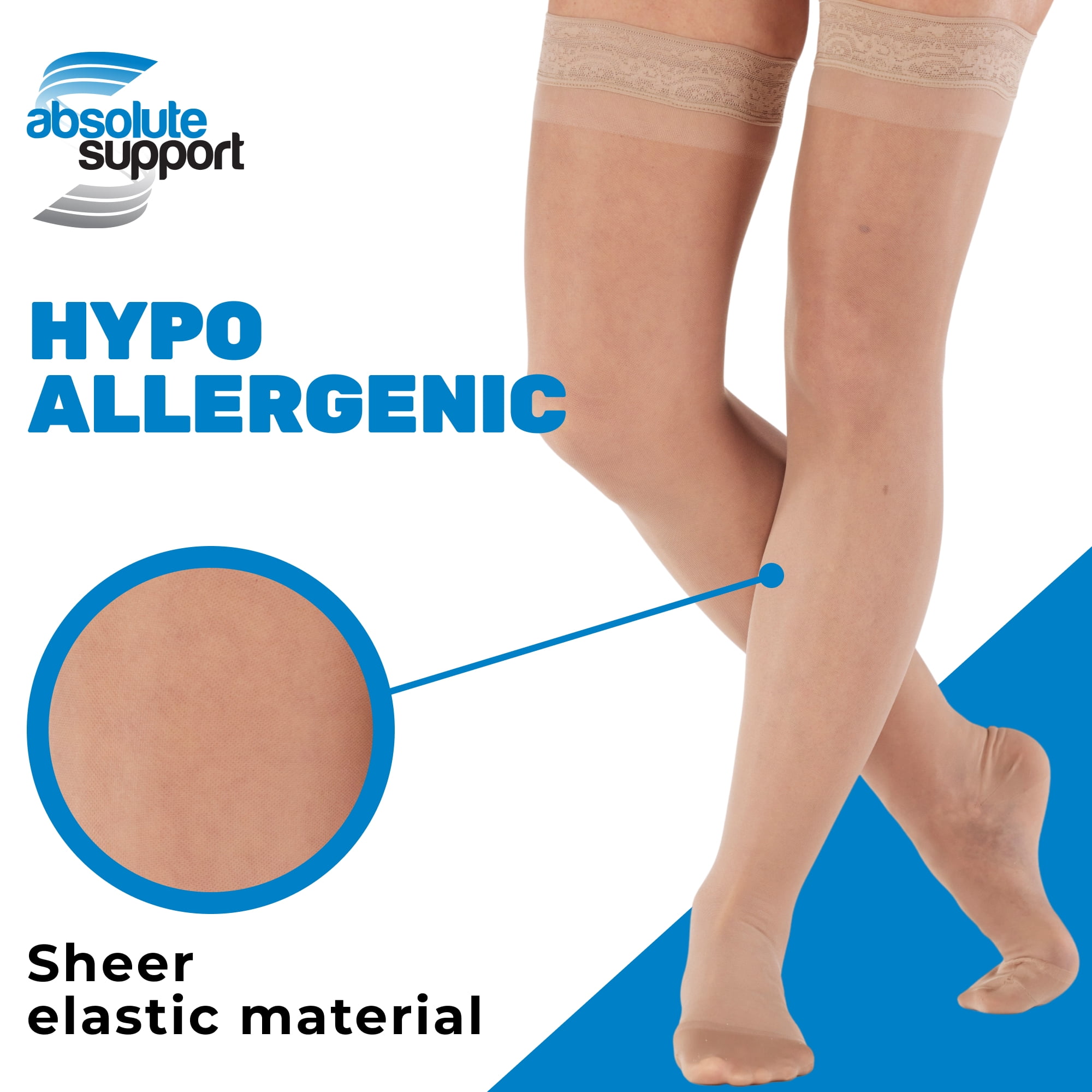 Made in USA - Womens Compression Stockings 15-20mmHg Pregnant - Nude, Medium