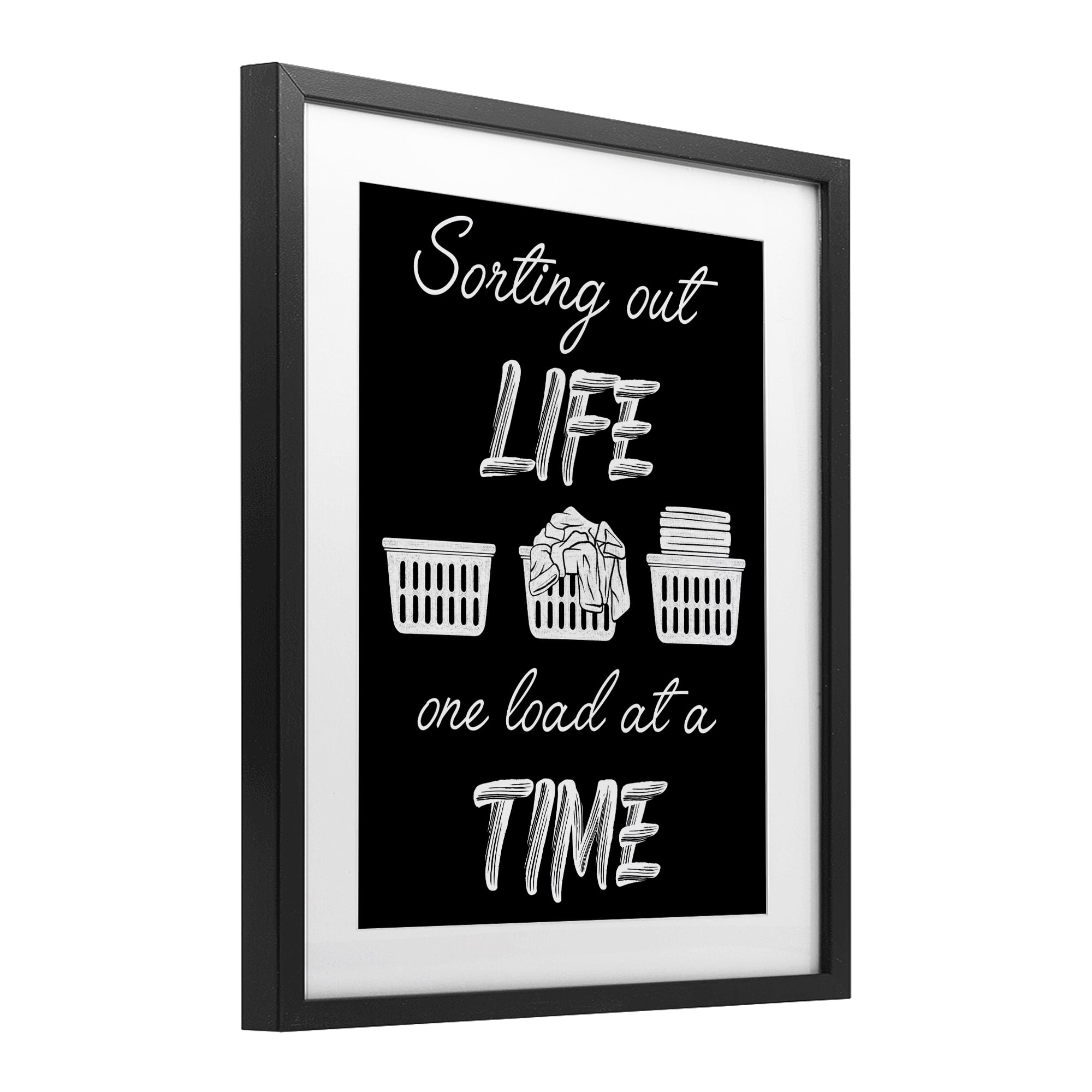 Sorting Out Life Laundry Black Framed Print Under Glass, design by Marcus Prime
