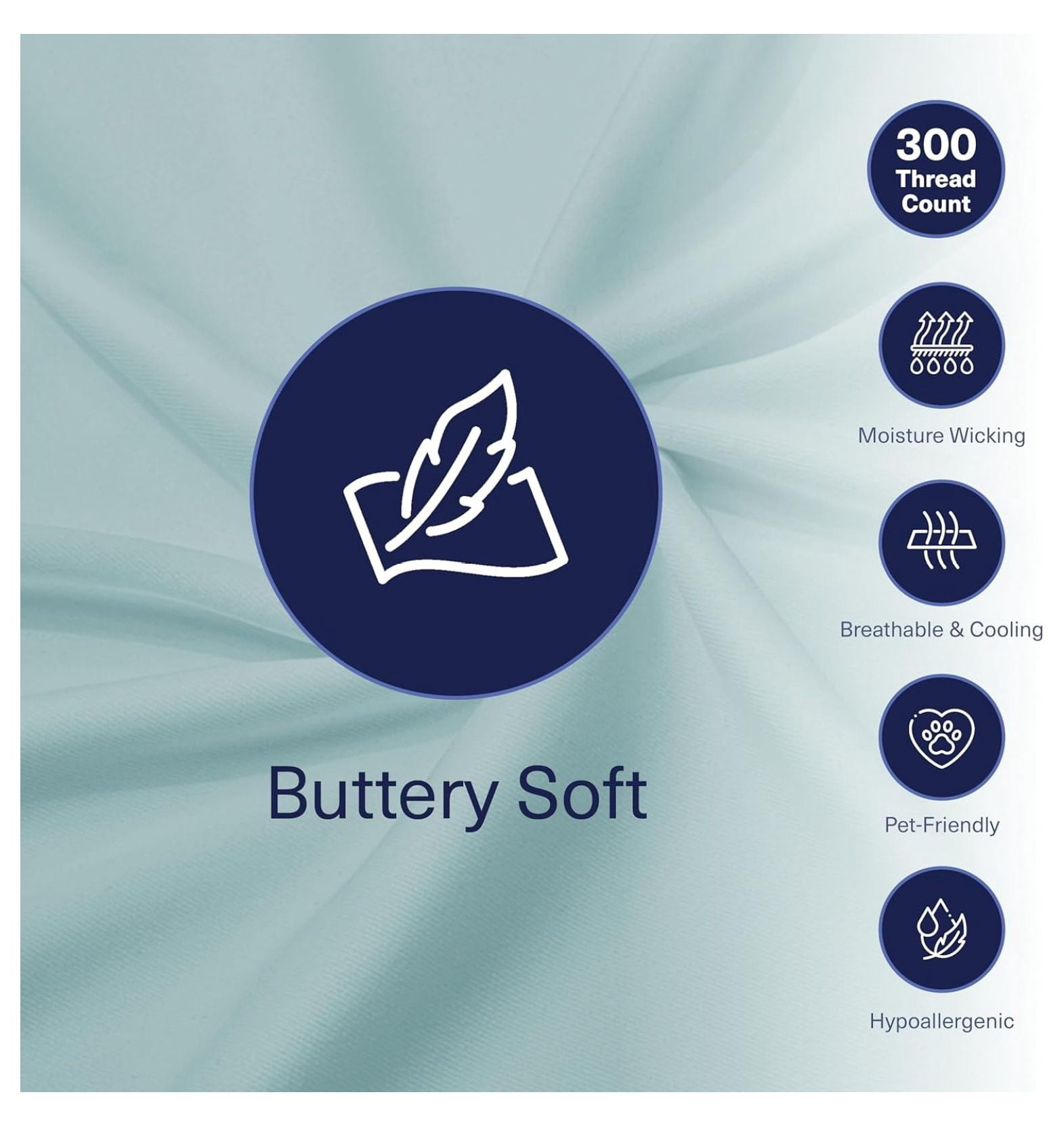 Kickoff Viscose Bamboo Fitted Sheet Queen Size, 100% Organic Cooling Sheets Fitted ONLY Viscose Bamboo Sheets Queen Size Bed Sheet for Hot , Extra Deep Pocket, 4 Corner strap (Q, Coastal Blue)