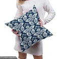 thumbnail image 4 of Ambesonne Damask Fabric by the Yard Upholstery, Antique Baroque Curves, 2 Yards, Dark Petrol Blue White, 4 of 4