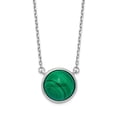 thumbnail image 2 of Sterling Silver Rhodium-plated Round Malachite Cabochon Necklace, 2 of 3