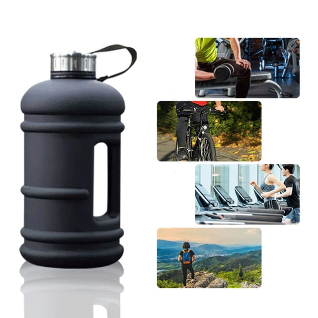 Taza para acampar, negra, para deportes al aire libre, fitness, botellas de agua de polipropileno, botella de agua deportiva, estética elegante