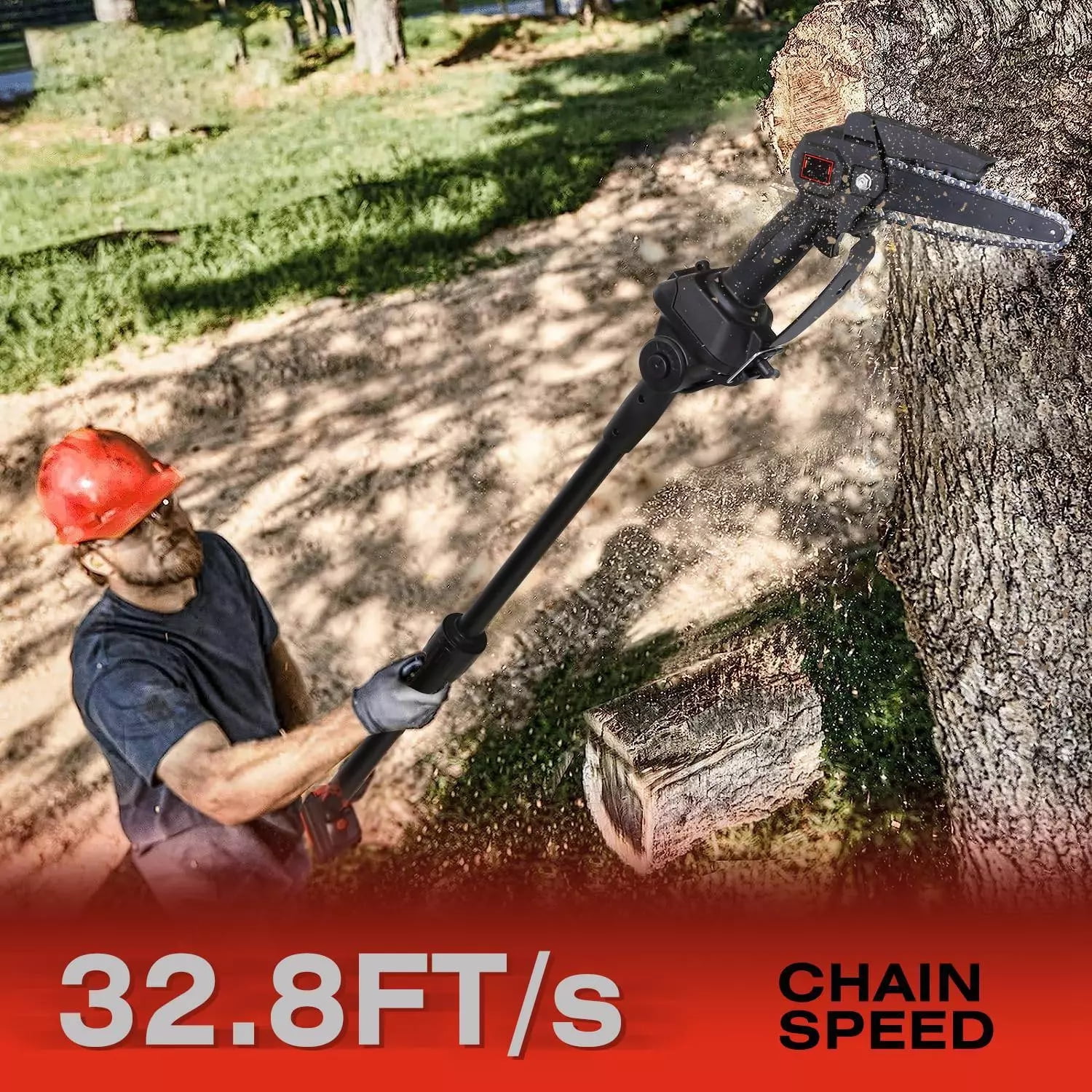 MYJTOPUS 2-in-1 Mini Electric Chainsaw with Cordless Pole Saw, Black
