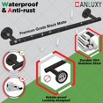 thumbnail image 3 of TRAHOO-Towel Bar Hand Towel Rack Holder with 2 Small Transparent Hooks, Modern Towel Bar Black Matte, 3 of 4