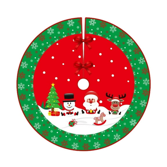 Mecorevxz Christmas Tree Skirt Red Christmas Decorations - Xmas Tree Skirt Mat with Santa Claus Snowflake Pattern for Indoor Outdoor Merry Christmas Holiday Party Decor,35inch(C)