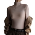 thumbnail image 2 of Women Basic Turtleneck Top Soft Stretch Long Sleeve Shirt Solid Color Base Tops, 2 of 10