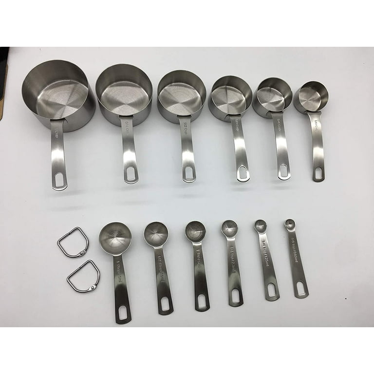 Stainless Steel Measuring Cups and Spoons Set, Heavy Duty 12 pcs set, 6  Measuring cups and 6 Measuring Spoons (1)