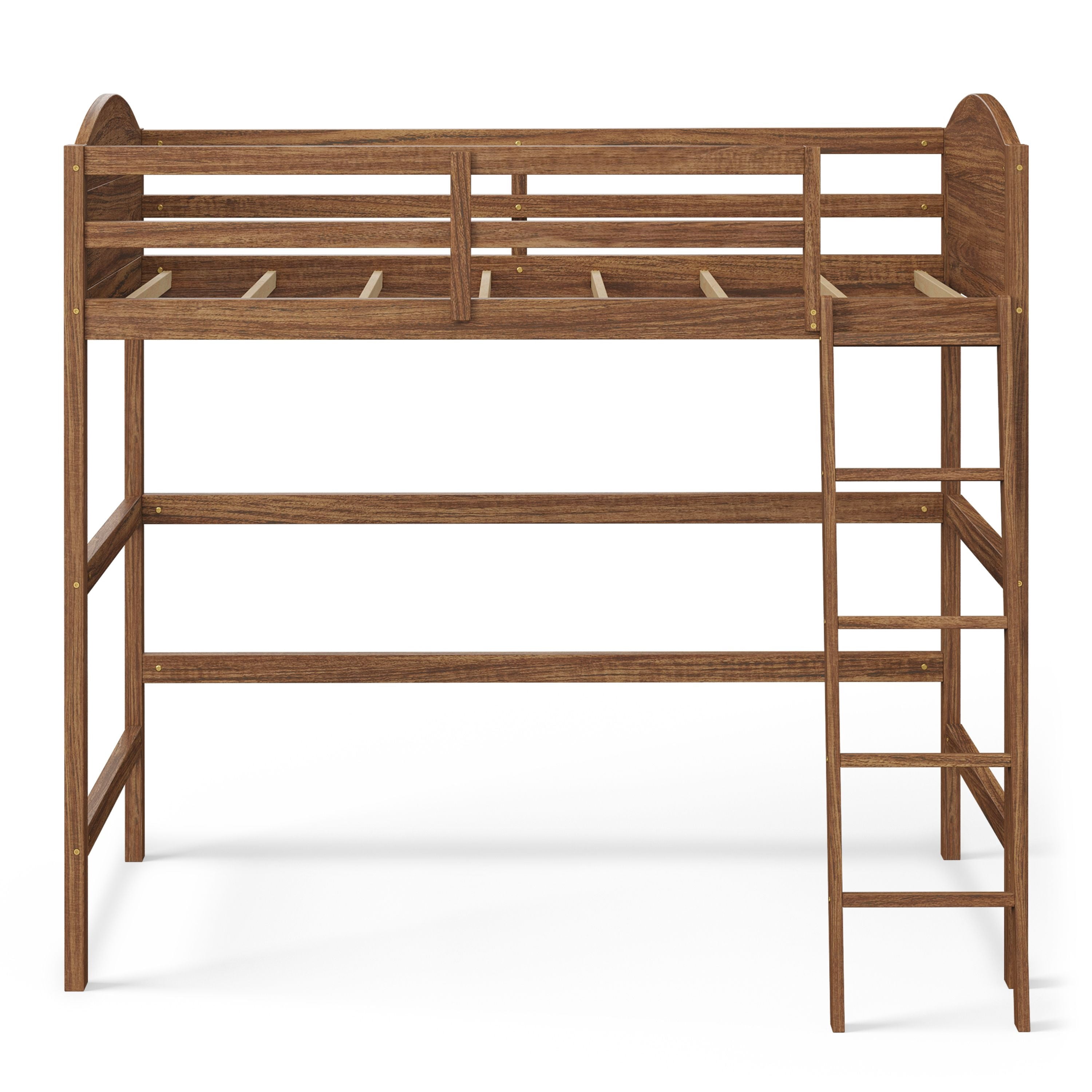 Mainstays Kids Twin Wood Loft Bed, Warm Walnut
