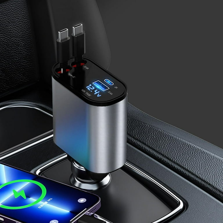 66W Fast Car Charger,3.1A USB+66W Super Fast Port,Smart Power Car Charger  Adapter with Voltmeter Cigarette USB Charger Compatible Most Smartphones