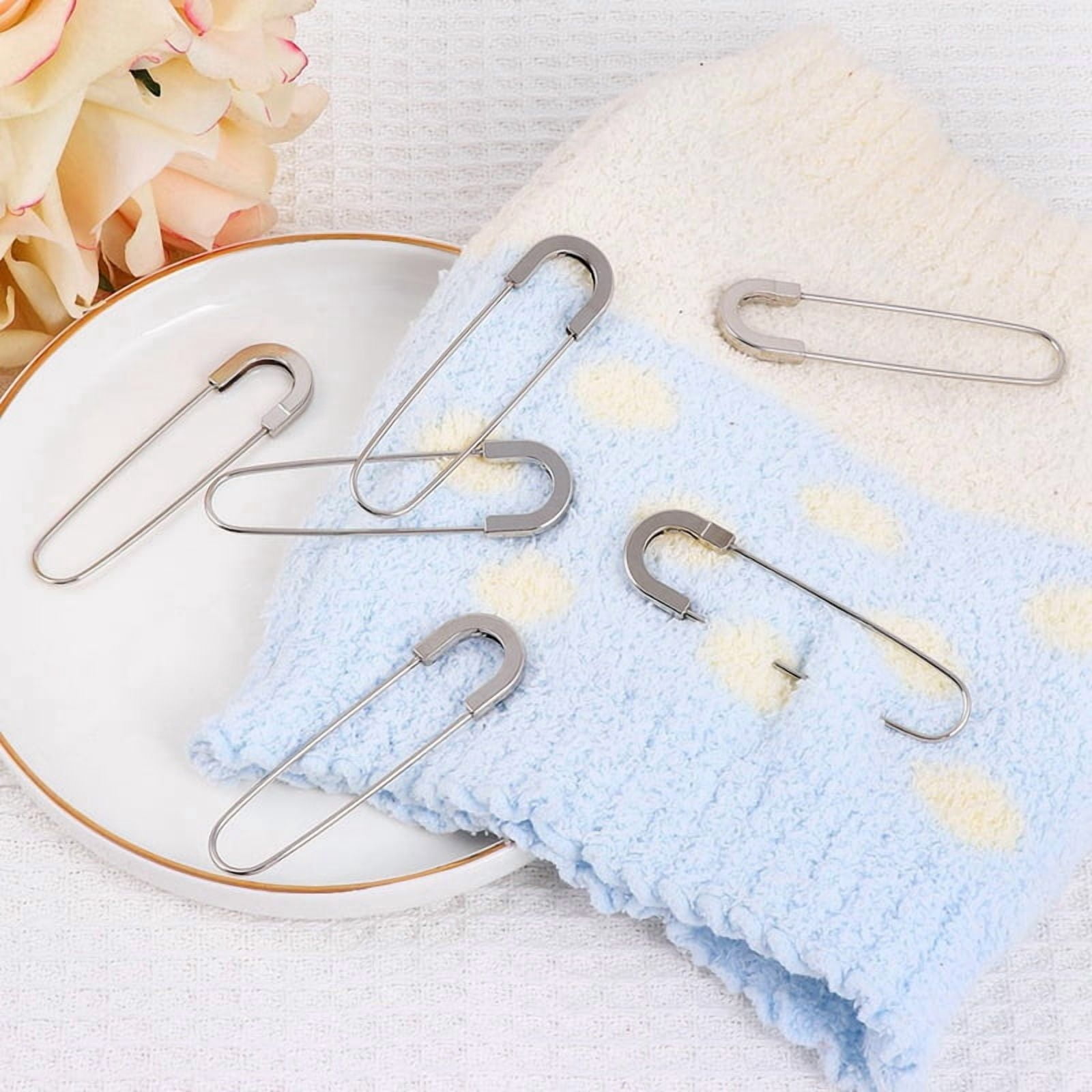 Extra Large Safety Pins Heavy Duty 3 Inch-60 PCS Coilless Pins Sewing Pin Brooches-Giant Safety Pins, Silver