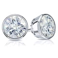 thumbnail image 2 of 14k White Gold Round Moissanite Stud Earrings (1ct TGW, 5mm, J-K) Bezel-set, Screw-Back by Diamond Wish, 2 of 3