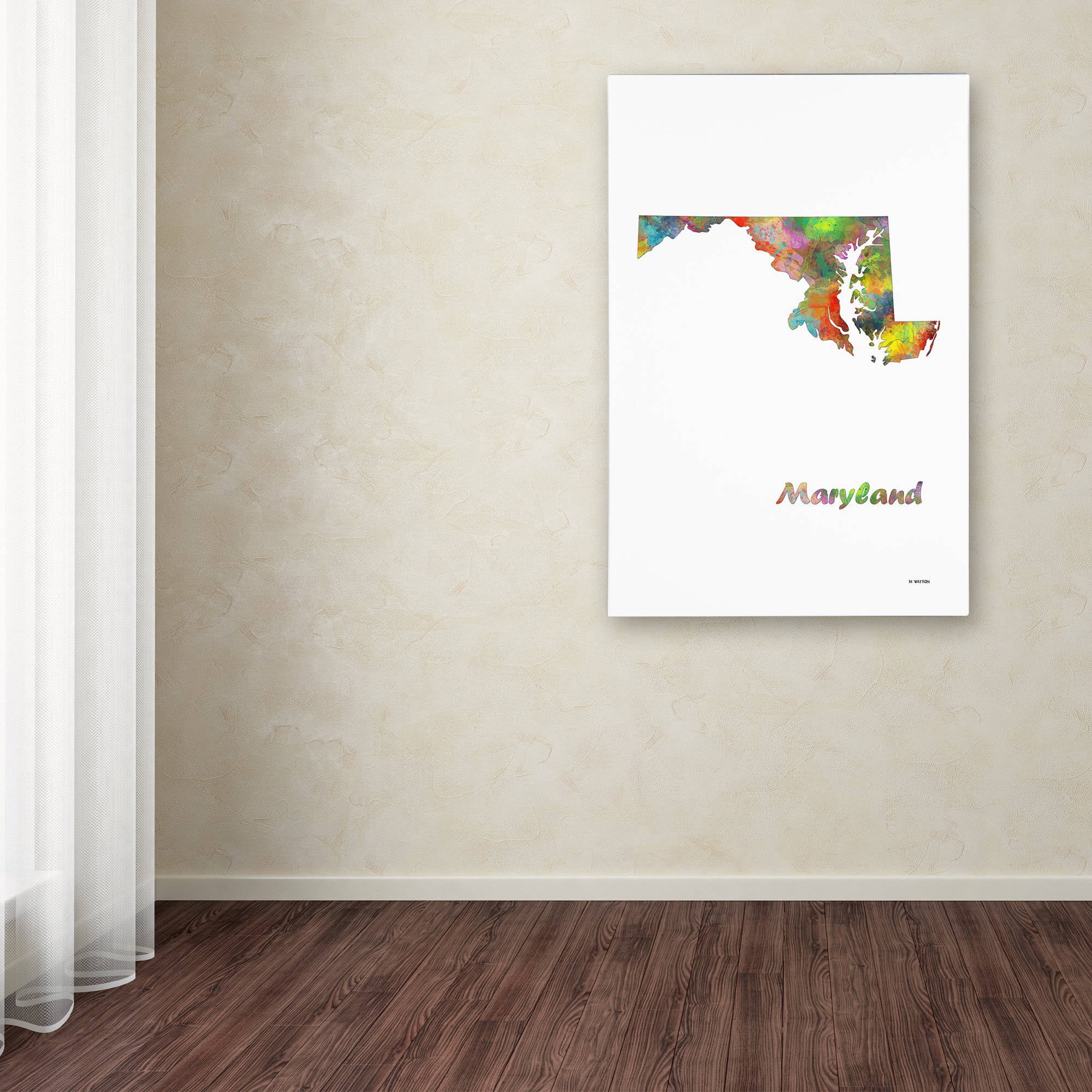 Trademark Fine Art "Maryland State Map-1" Canvas Art by Marlene Watson