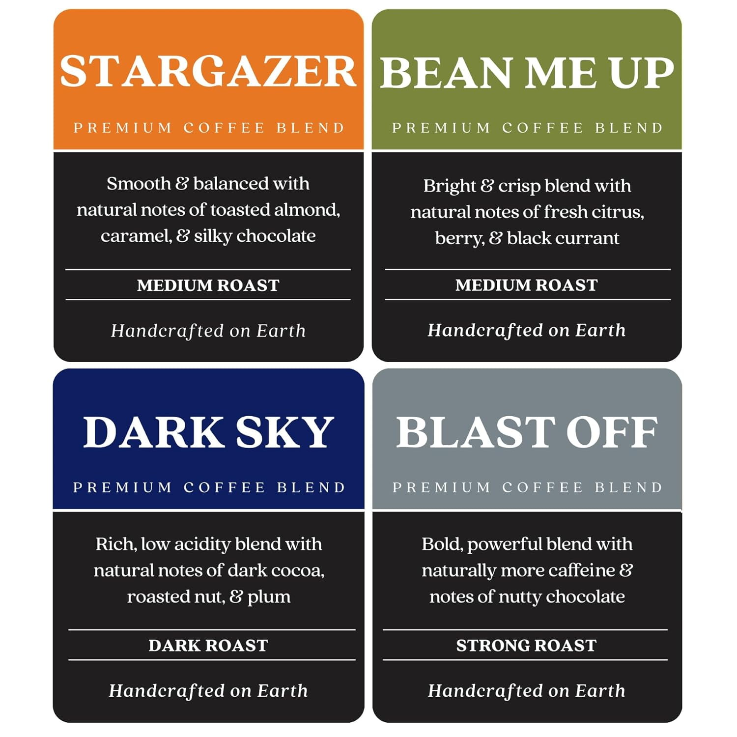 Copper Moon Discovery Variety Pack, Single Serve Coffee Pods for K-Cup Brewers, (20 ea: Bean Me Up, Dark Sky, Blast Off, Stargazer) 80 ct