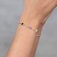 thumbnail image 4 of Gem Stone King 1.61 Ct Sky Blue Topaz Pink Created Sapphire 18K Yellow Gold Plated Silver Bracelet for Women, 4 of 4