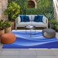 thumbnail image 2 of Blue Striped Outdoor Rug for Patio/Deck/Porch, Non-Slip Large Area Rug 5 x 7 Ft, Modern Abstract Art Wave Moire Gradient Indoor Outdoor Rugs Washable Area Rugs, Reversible Camping Rug Carpet Runner, 2 of 8