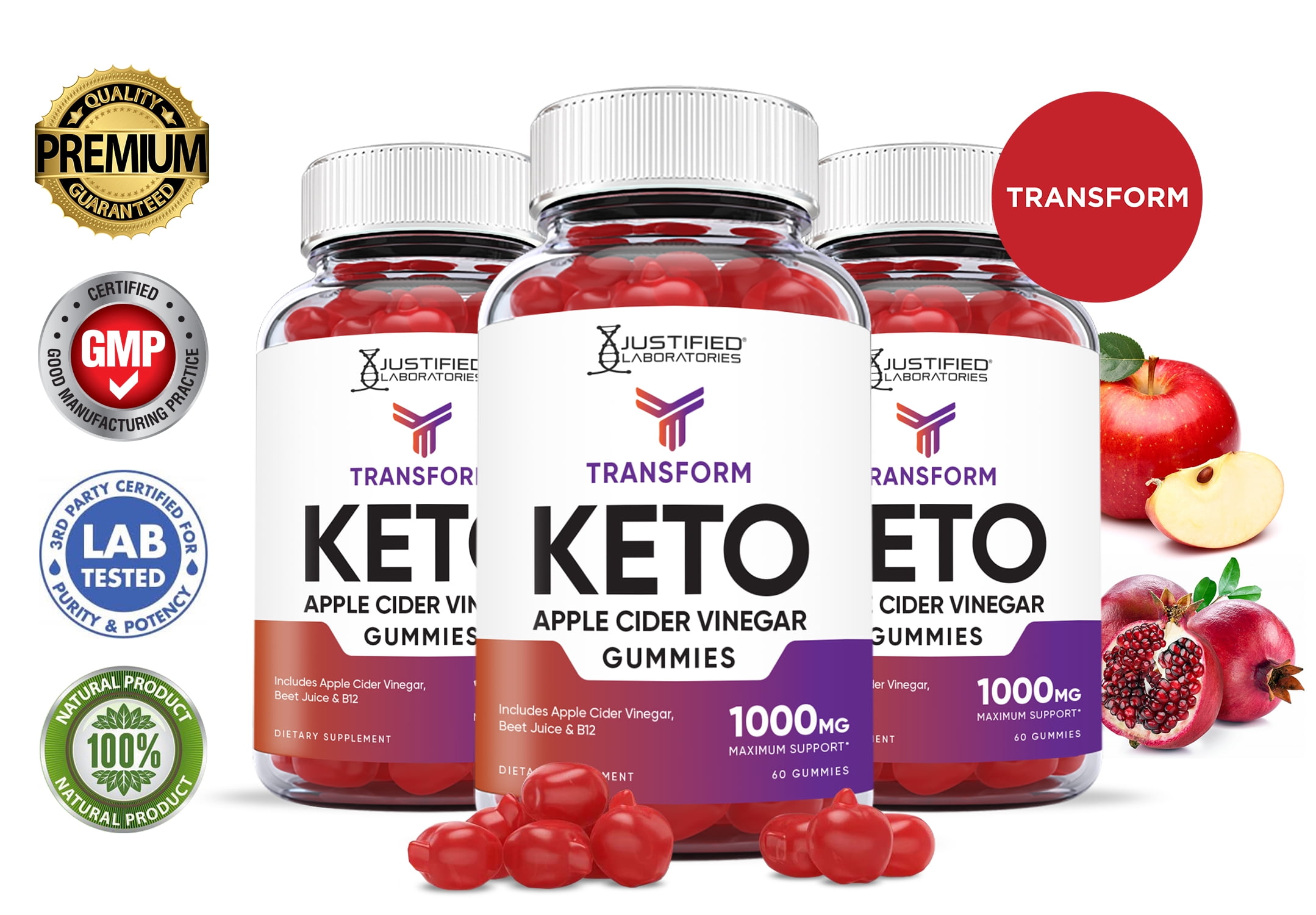 (3 Pack) Transform Keto ACV Gummies 1000MG Dietary Supplement 180 ...