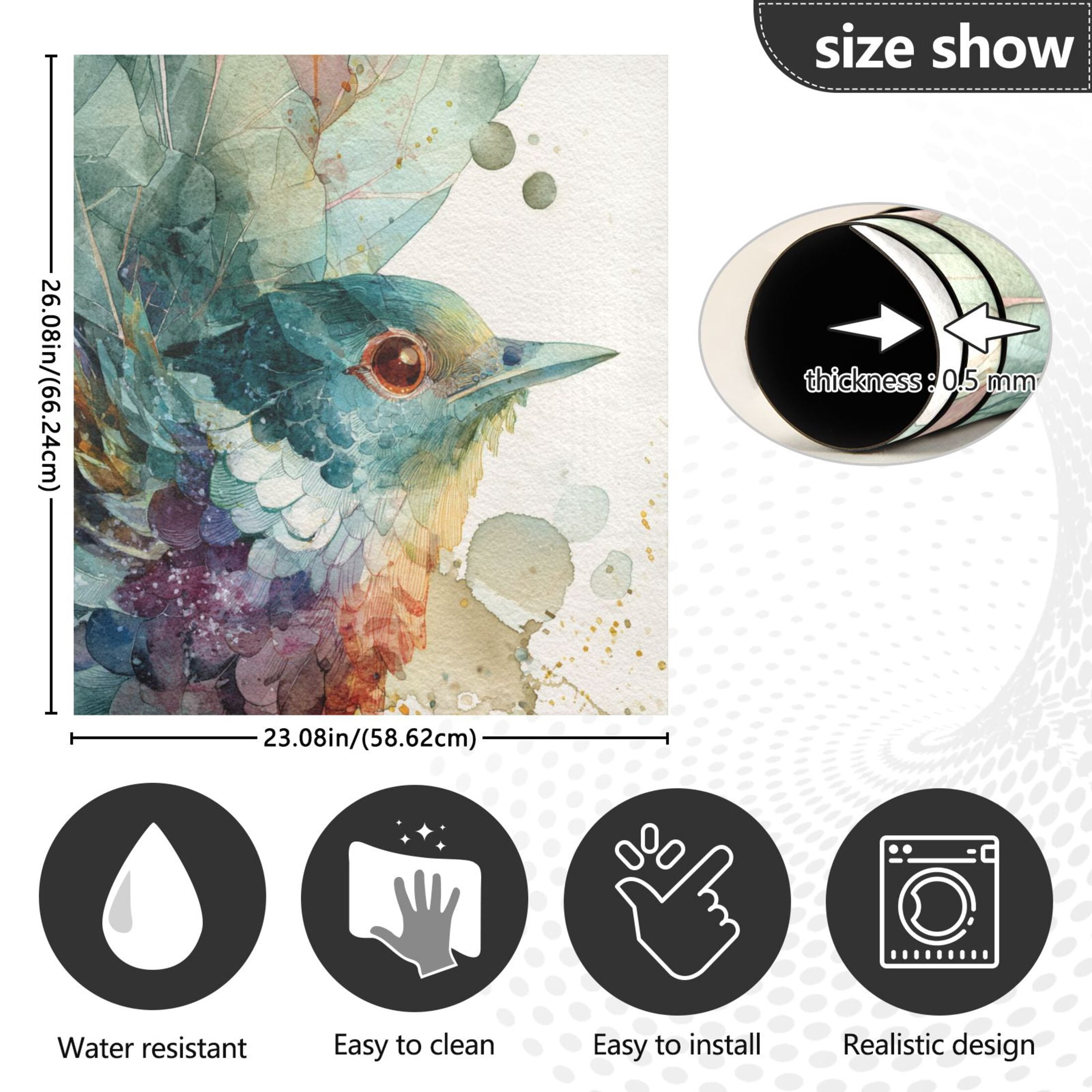 Dishwasher Magnetic Sticker 23x26 Inch Refrigerator Magnetic Sticker Washing Machine Magnetic Sticker Kitchen Panel Magnetic Sticker Home Decor Watercolor Blue Bird