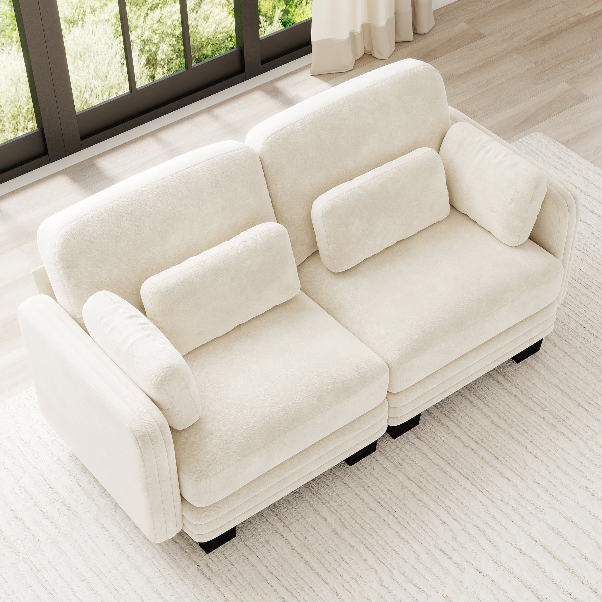 70" Modern Modular 2 Seater Loveseat Sofa Couch with 4 Pillows
