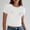 White, variant on Elvqul Womens Pullover Blouses Plus Size Plain Shirts Summer Tunic Crew Neck Tops for Juniors Black