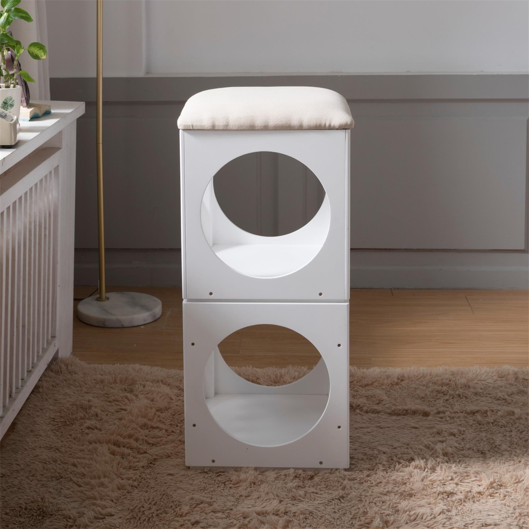 Pefilos 13" Cat House Bed for 2 Sets with Cat Cave, Cat Nest for Indoor Cats Stackable Cube House Kittens Condos for Pet House, White Pefilos 13" Cat House Bed for 2 Sets with Cat Cave, Cat Nest for Indoor Cats Stackable Cube House Kittens Condos for Pet House, White