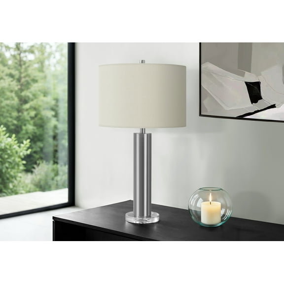 Lighting - 28"h Table Lamp - Nickel Metal - Ivory Shade - Contemporary