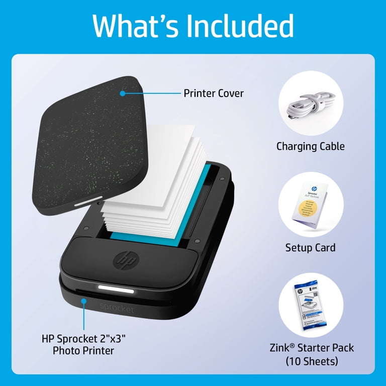 hp - HP Sprocket ミニフォトプリンター HP, Portable Photo Printer, Bluetooth Wireless 2x3