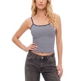 thumbnail image 2 of Deago Women Summer Y2K Sleeveless Striped Spaghetti Strap Crop Cami Tank Top Backless Casual Slim Fit Aesthetic Going Out Tops Shirts (Blue, M), 2 of 9
