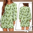 thumbnail image 5 of Yuyamidu Cucumber Long Sleeve Dress for Women Green Midi Dresses for Wedding Casual Flowy Flare Dress Trendy Tie Waist Dresses Size M Fall Winter Knee Length A-Line Dress, 5 of 7