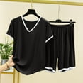 thumbnail image 2 of Idoravan Women Sets Clothing Casual Womens Lounge Sets Shorts Ladies Fashion Shorts Two Piece Solid Color Short Sleeve Casual Suit, 2 of 7