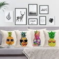 thumbnail image 4 of Pineapple Pillow Covers 18x18 Inch Set of 4 Summer Watercolor Pineapple Wears Glasses Pattern Pillows Decorative Cushion Cover Cotton Linen Tropical Fruit Pillow Case Decor (Pineapple Set), 4 of 6