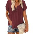 thumbnail image 5 of Sylvamorning Womens Solid Color Hollow Loose Short Sleeve Pullover T-shirt, 5 of 5