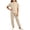 Beige, variant on Bovxnpu Girls Sleepwear 2 Piece Loungewear Set Ribbed Short Sleeve Top and Elastic Cuffed Pants Loungewear Outfits Set