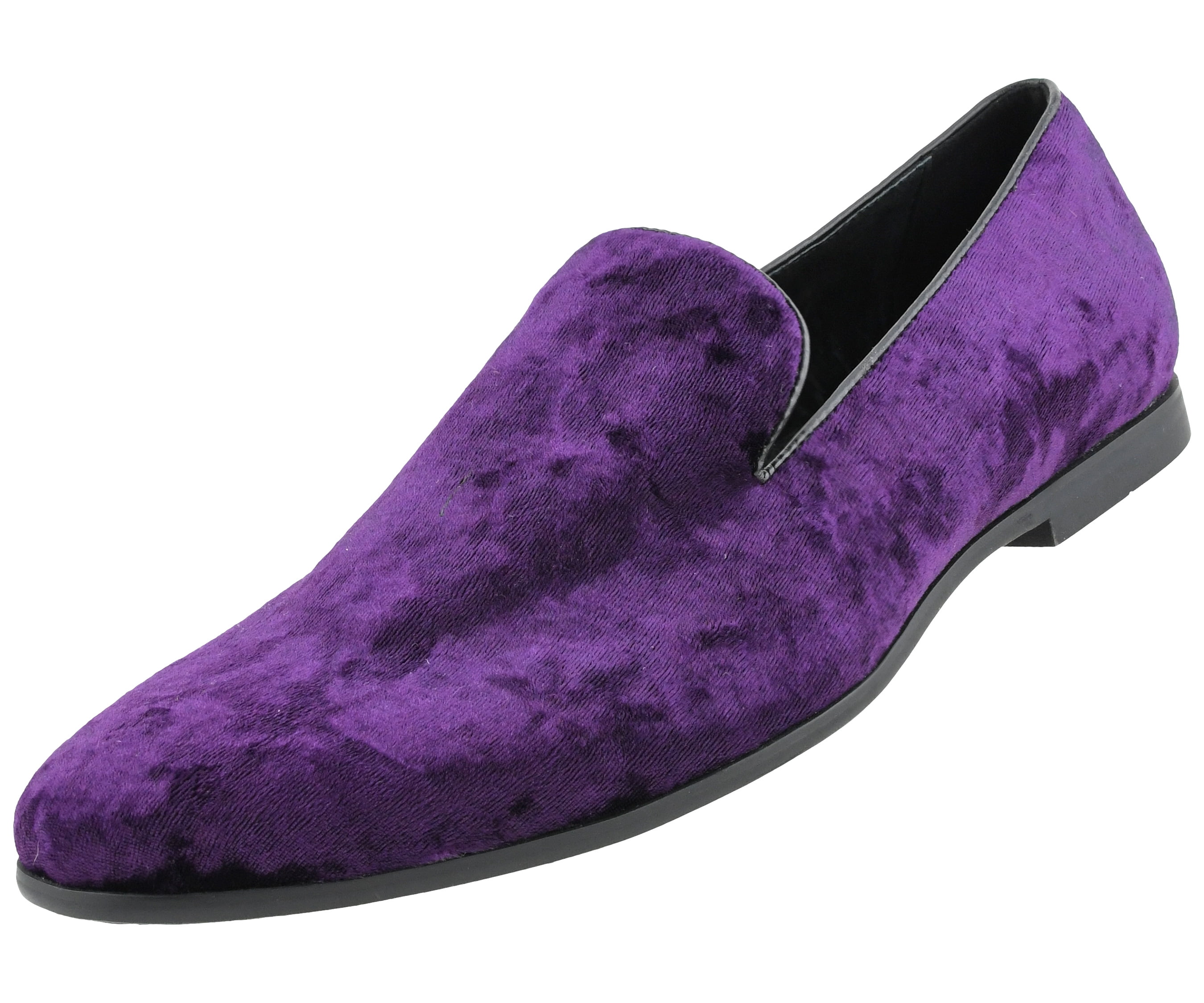 Amali Mens Velvet Slip-On Smoking Slipper Tuxedo Loafers Purple Size 8