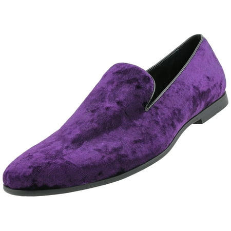 

Amali Mens Velvet Slip-On Smoking Slipper Tuxedo Loafers Purple Size 14