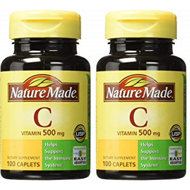 Nature Made Vitamin C 500 mg 100 Caplets (Pack of 2)