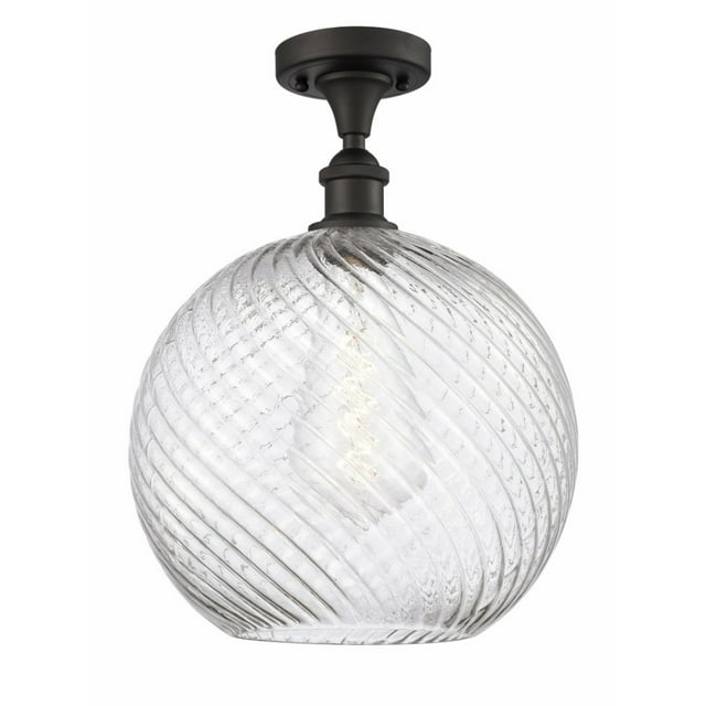Innovations 516-1C-OB-G1214-12-LED X-Large Twisted Swirl 1 Light Semi-Flush Mount part of the Ballston Collection, Oil Rubbed Bronze